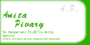 anita pivary business card